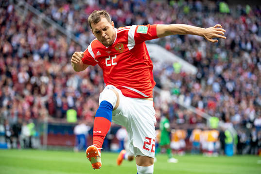 Artem Dzyuba of Russia celebrates