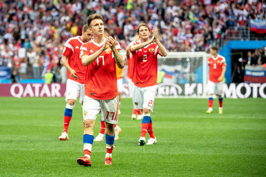 Aleksandr Golovin of Russia celebrates