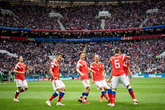 Players of Russia celebrates