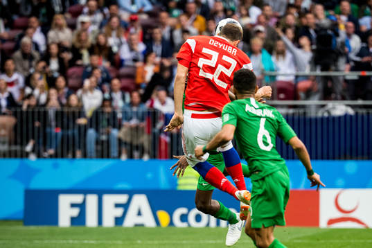 Artem Dzyuba of Russia scores the 3-0 goal
