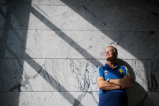 Lars Jacobsson poses for a portrait at a press event with