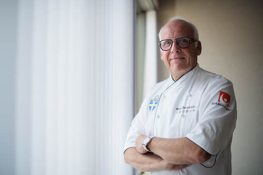 Chef Mats Broström poses for a portrait at a press event