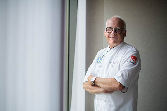 Chef Mats Broström poses for a portrait at a press event