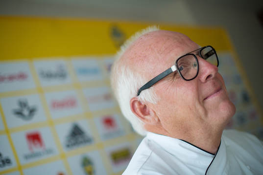 Chef Mats Broström at a press event with the Swedish