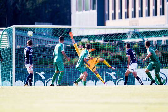 Ståle Steen Sæthre of Nest-Sotra scores the 4-0 goal with