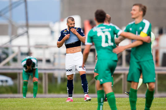 Zlatko Tripic of Viking looks dejected