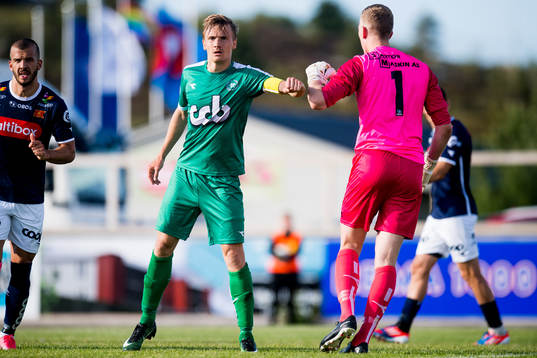 Bjarte Haugsdal and goalkeeper Egil Selvik of Nest-Sotra