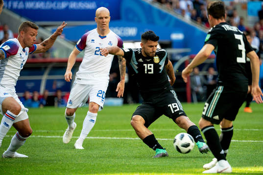 Sergio Aguero of Argentina scores 1-0