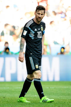 Lionel Messi of Argentina looks dejected
