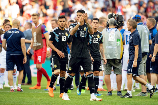 Marcos Rojo of Argentina looks dejected