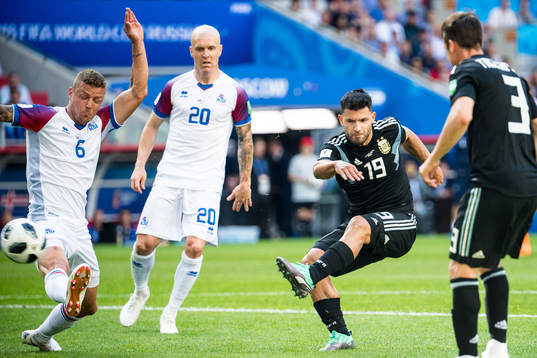 Sergio Aguero of Argentina scores 1-0