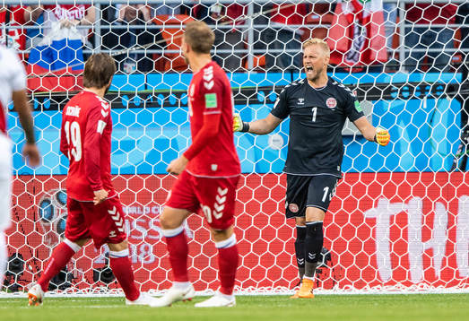 [DK=20180616: Kasper Schmeichel, Danmark, jubler