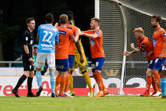 Goalkeeper Arnold Origi of Sandnes Ulf in the situation