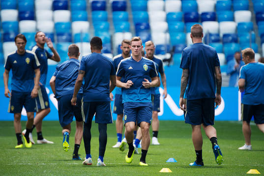 Emil Krafth of the Swedish national football team at a