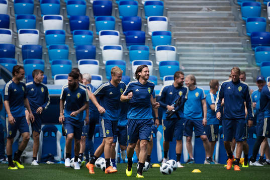 Gustav Svensson of the Swedish national football team at a