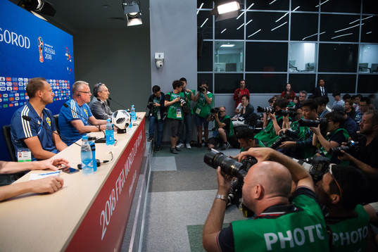 Andreas Granqvist and head coach Janne Andersson of the