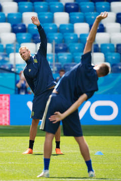 Ola Toivonen of the Swedish national football team at a