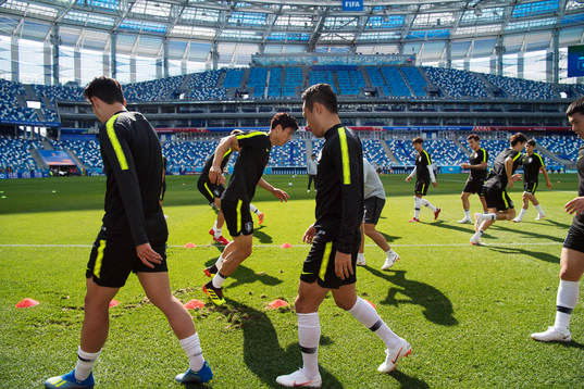 General view of the South Korean national football team's