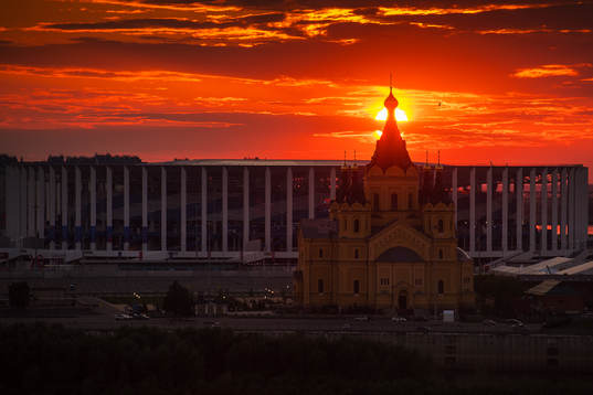 Exterior view of Nizhny Novgorod Stadium and Alexander