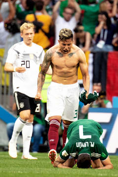 Carlos Salcedo of Mexico celebrates