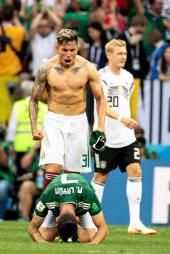Carlos Salcedo of Mexico celebrates