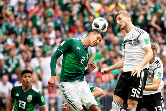 Hugo Ayala of Mexico and Timo Werner of Germany