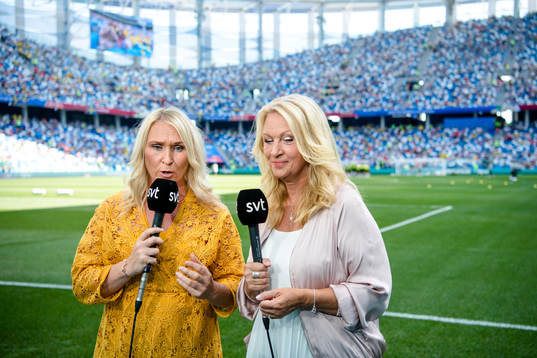Frida Östberg and Jane Björck from Swedish TV broadcaster