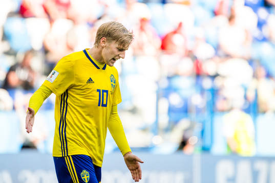 Emil Forsberg of Sweden looks dejected
