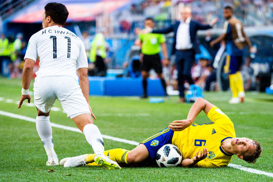Ludwig Augustinsson of Sweden in pain