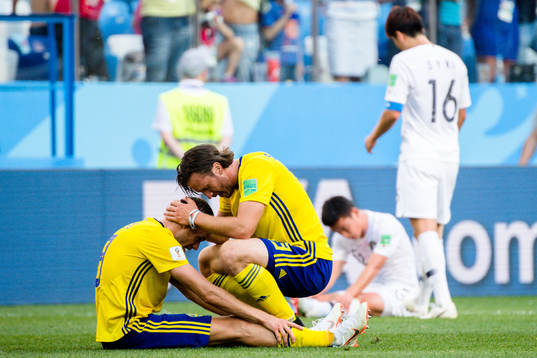 Marcus Berg and Gustav Svensson celebrates