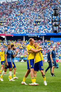Andreas Granqvist and Marcus Berg of Sweden celebrates