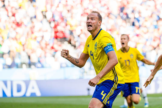 Andreas Granqvist of Sweden celebrates the 1-0 goal