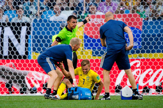 Sebastian Larsson of Sweden in pain