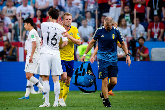 Sebastian Larsson of Sweden in pain