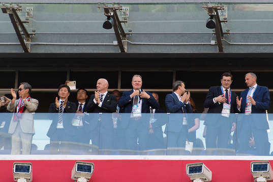 Gianni Infantino, president of FIFA, and Karl-Erik Nilsson,