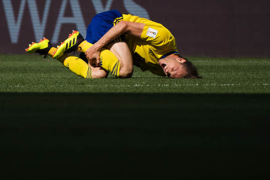 Albin Ekdal of Sweden in pain