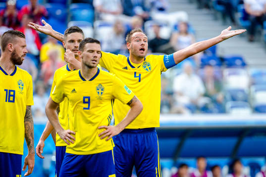 Mikael Lustig, Marcus Berg and Andreas Granqvist of Sweden
