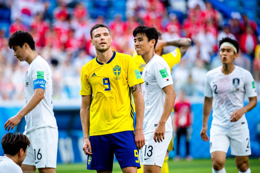 Marcus Berg of Sweden looks dejected