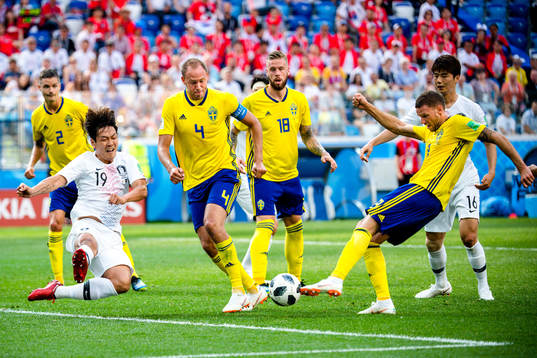Andreas Granqvist, Pontus Jansson and Marcus Berg of Sweden