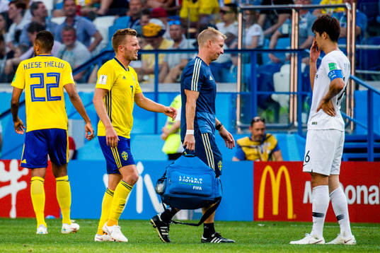 Sebastian Larsson of Sweden in pain