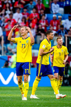 Viktor Claesson, Marcus Berg and Sebastian Larsson looks
