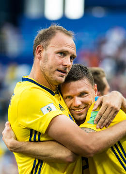 Andreas Granqvist and Marcus Berg of Sweden celebrates