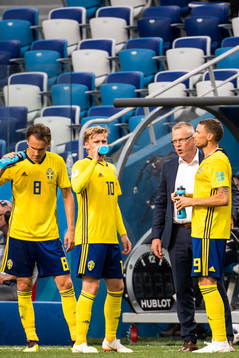 Albin Ekdal, Emil Forsberg and Marcus Berg of Sweden