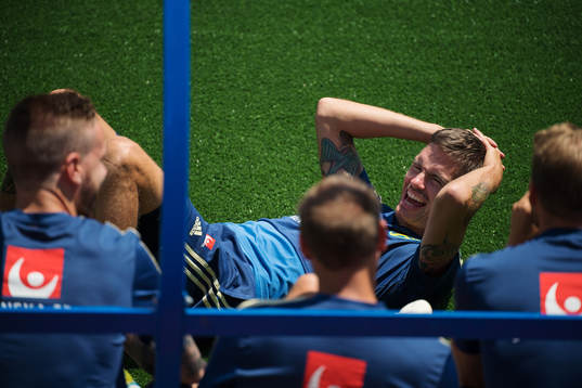 Mikael Lustig of the Swedish national football team at a