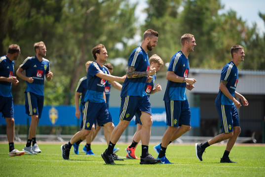 Pontus Jansson, Robin Olsen and Mikael Lustig of the