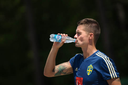 Mikael Lustig of the Swedish national football team at a