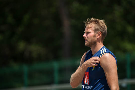 Ola Toivonen of the Swedish national football team at a