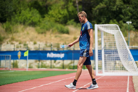 Ola Toivonen of the Swedish national football team at a