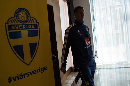 Robin Olsen of the Swedish national football team at a