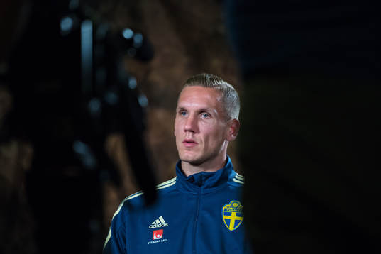 Robin Olsen of the Swedish national football team at a